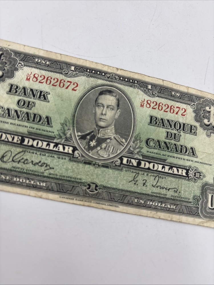 1937 Canada 1 Dollar Banknote Bill