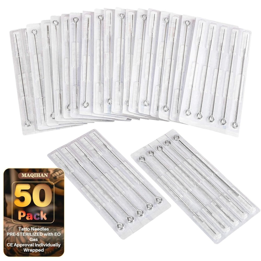 Tattoo Needles - 50Pcs Disposable Mixed For silver