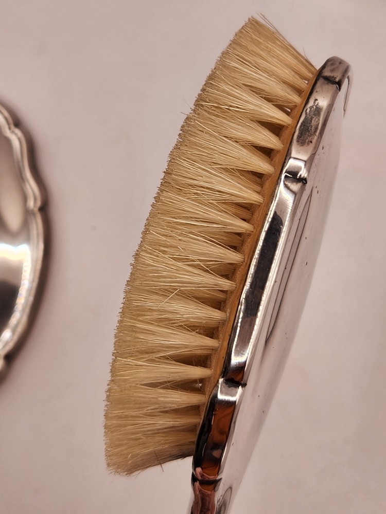 Vintage 835 German Silver Dressing Table Vanity Set Mirror and Brush