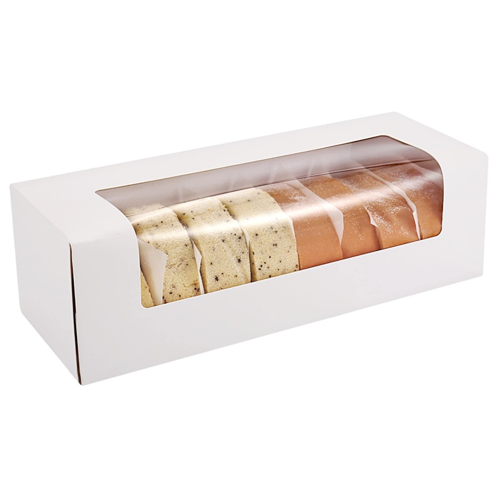 24-Pack 12"X4"X3.5"Roll Cake Boxes Loaf Pumpkin White Bakery with Window