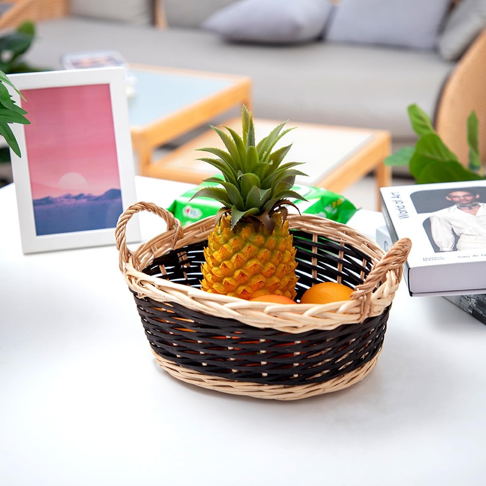 (Three Pack) Willow Bread Basket Rattan Fruit Display Basket for Fruit Vegeta...