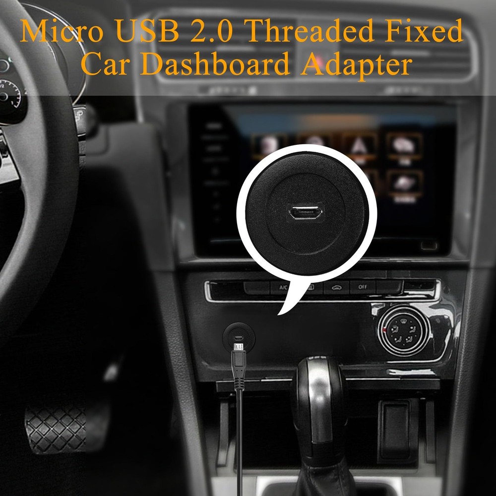 Micro USB Threaded Fixed Mount Charging Short Cable Adapter Micro USB Male to...