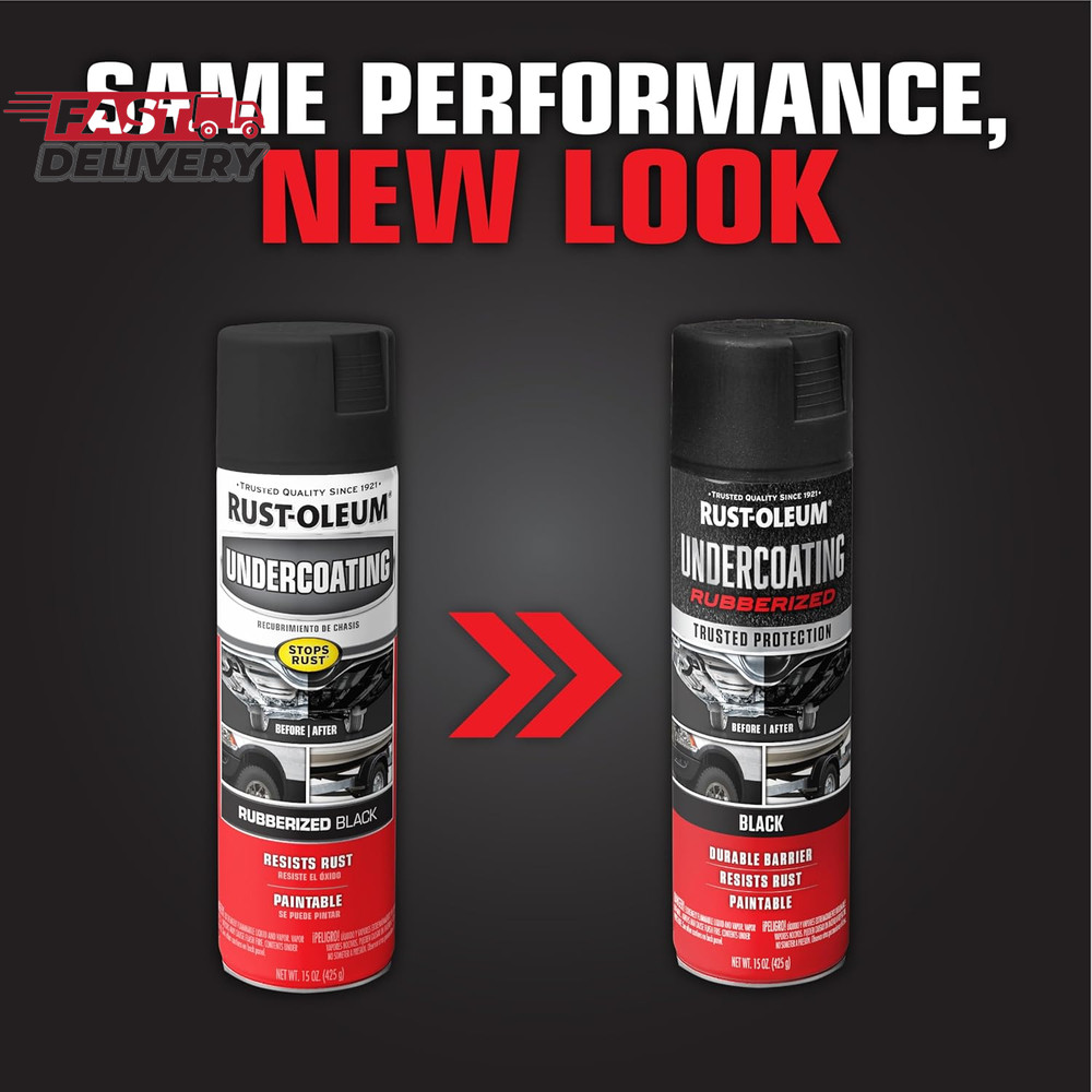Rust-Oleum 248657-6PK Stops Rust Undercoating Spray, 15 Oz, Rubberized Black, 6
