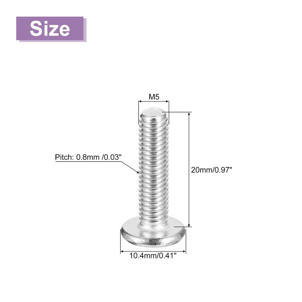 M5x20mm Flat Round Head Phillips Head Screw, 50Pcs Phillips Drive Machine Screw