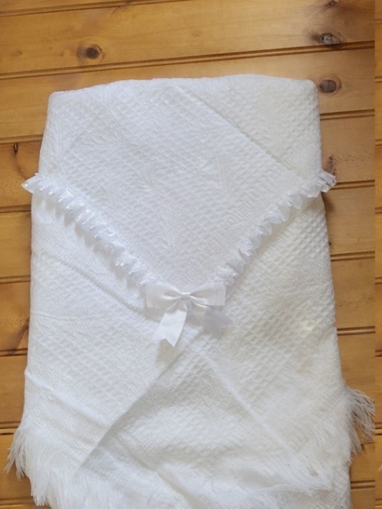 Boy Teddy On Cloud Personalised Name WHITE Baby's Shawl or plain