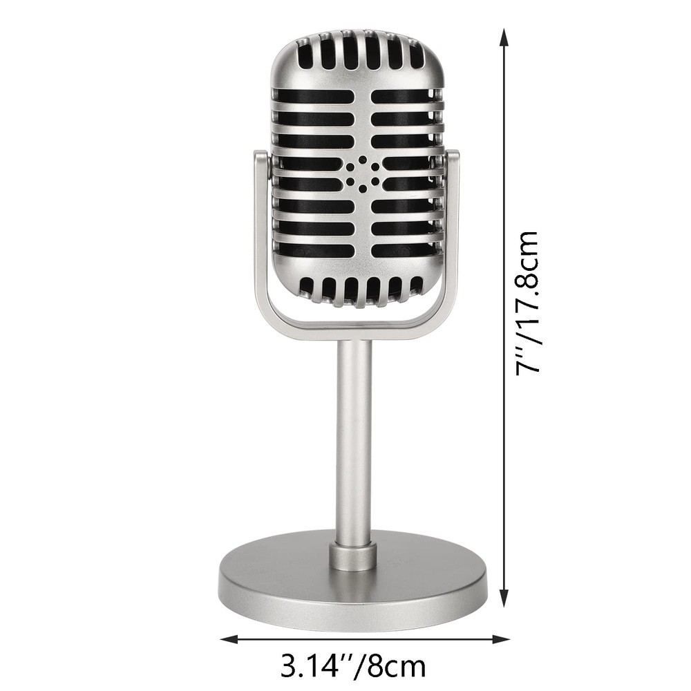 Facmogu Classic Retro Style Microphone Prop with Non-Adjustable, Silver