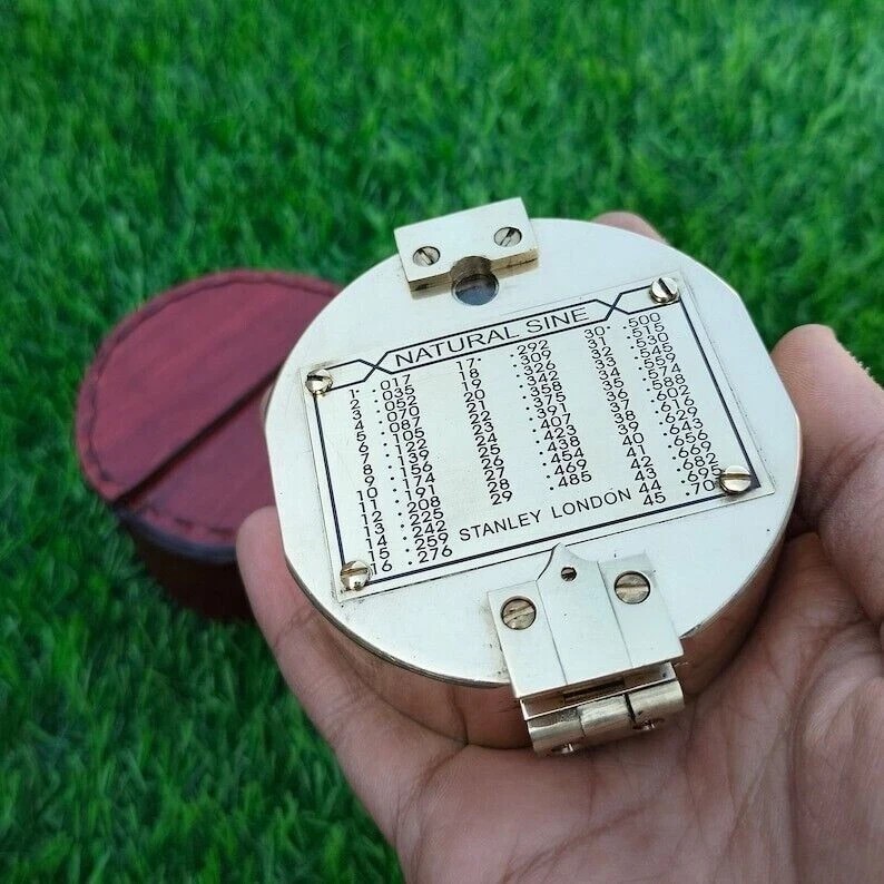Compass 100% Working Brass Brunton Pocket Transit Compass With Leather Case