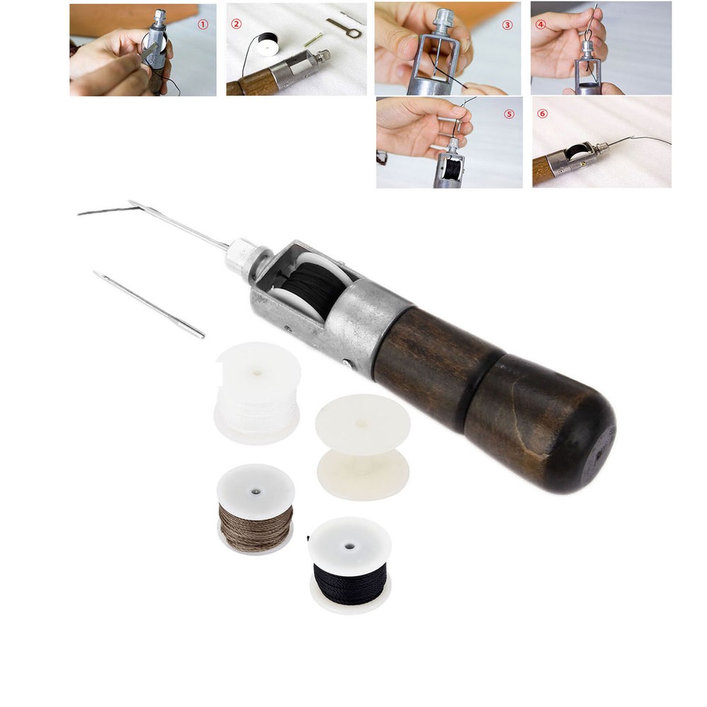 Automatic Lock Stitching Sewing Awl Needle Thread Bobbin Leather Craft DIY Tool