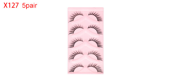 Dense False Eyelashes for Makeup Black X127 5 Pair