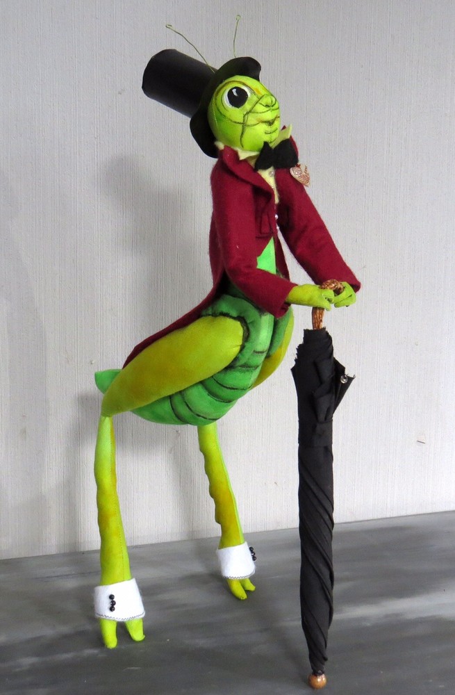 Cloth Art Doll Printed Pattern “Dapper Cricket” By Sharon Mitchell