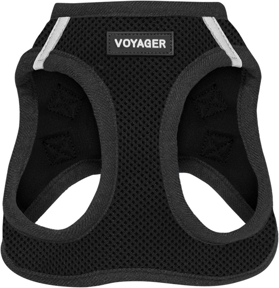 Reflective Black Harness for Small Medium Dogs with Triple Security Features