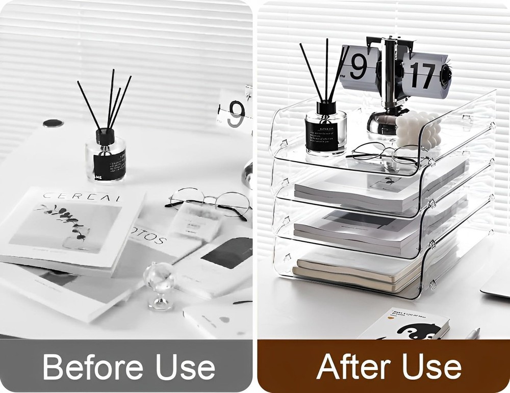4 Pack Organizer for Desk,Clear Stackable Sray Holder, Office Desk Organizer ...