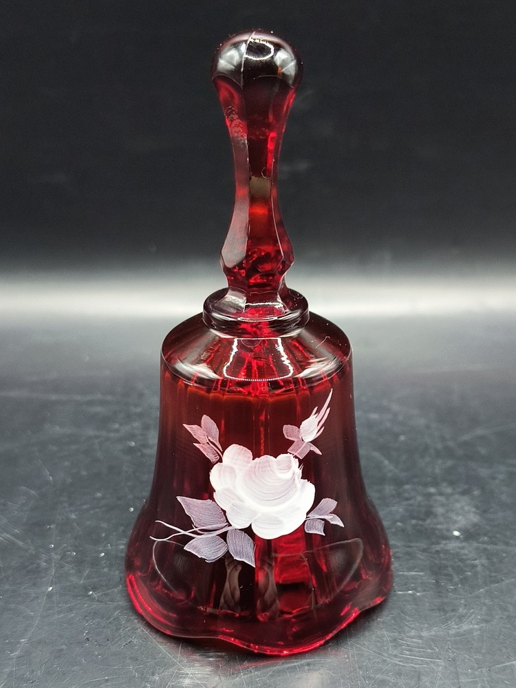 Vintage Hand Painted Ruby Red Fenton Bell Artist Signed