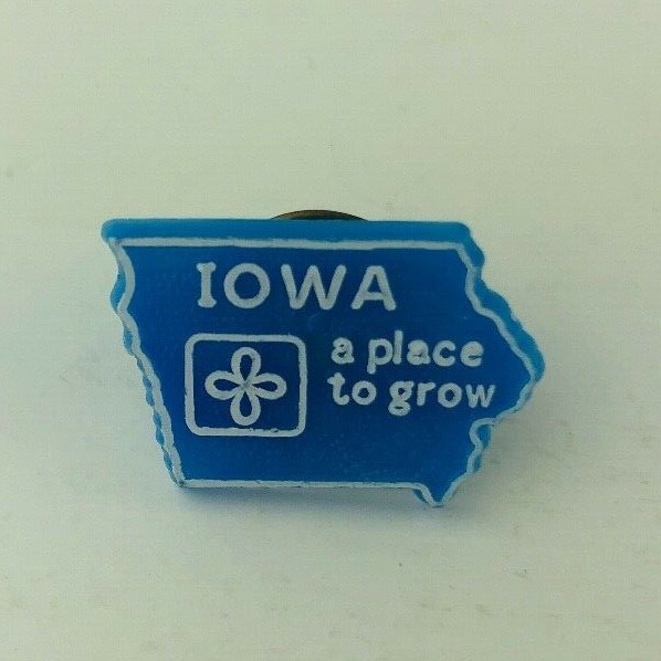 Iowa Lapel Hat Pin Small Plastic Blue
