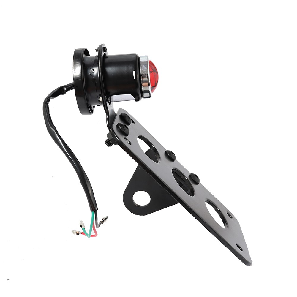 Motorcycle Side Mount Tail Light License Plate Bracket For Chopper Bobber Black