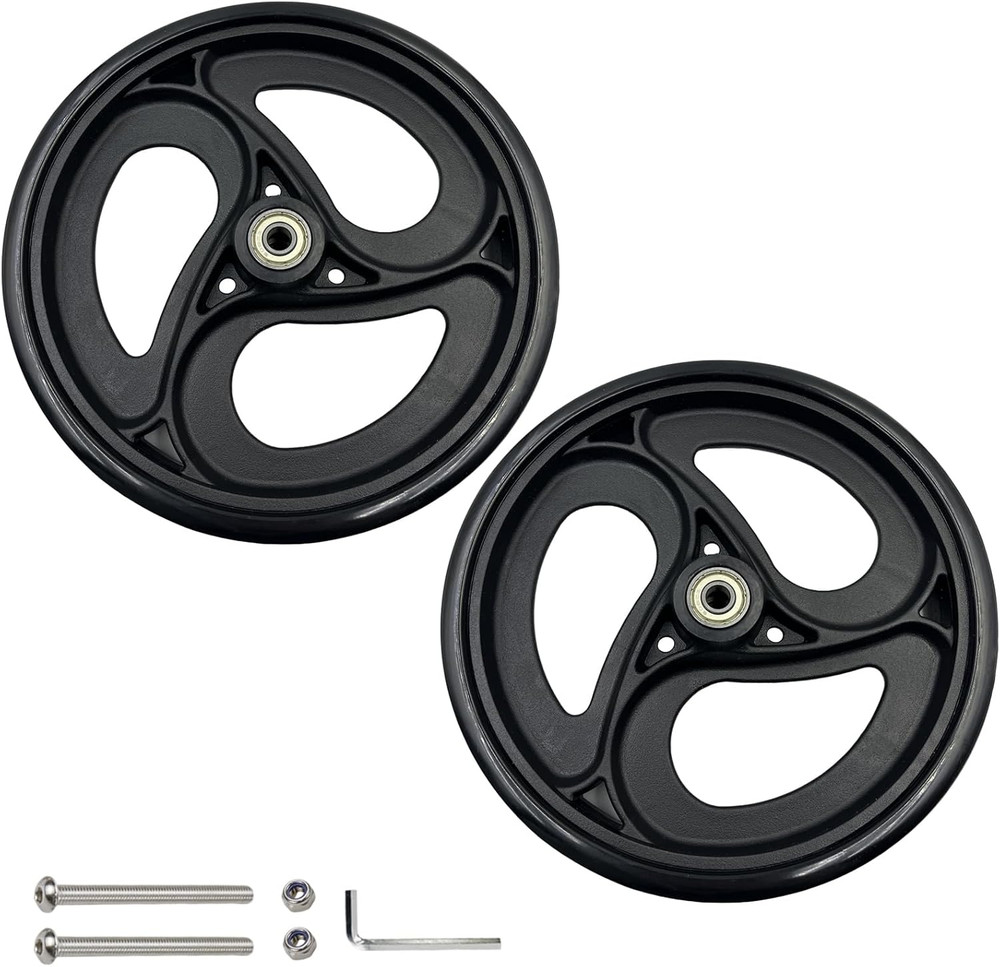 2 Pcs 8 Replacement Wheels for Rollator Walker Wheelchairs with Axle & Nuts