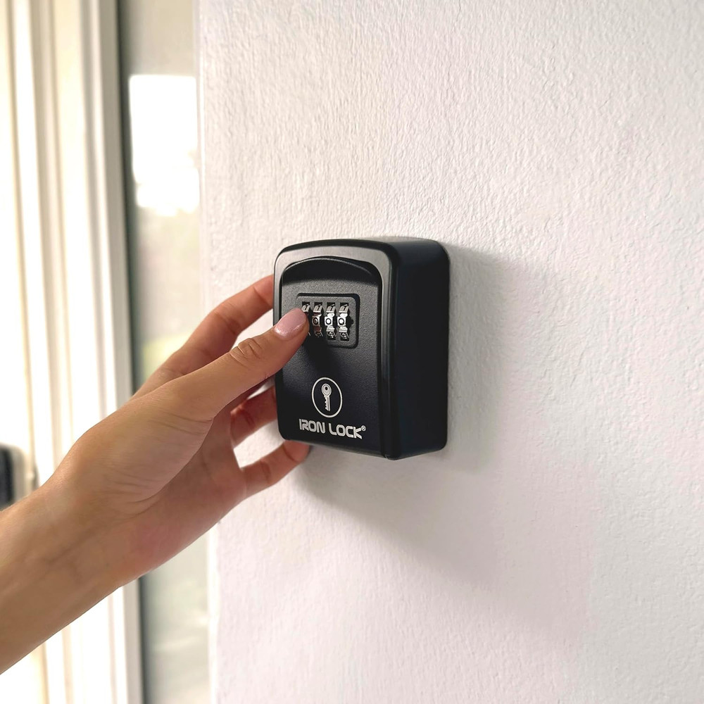 Wall Mount Key Lock Box 4-Digit Combination Waterproof Black Small