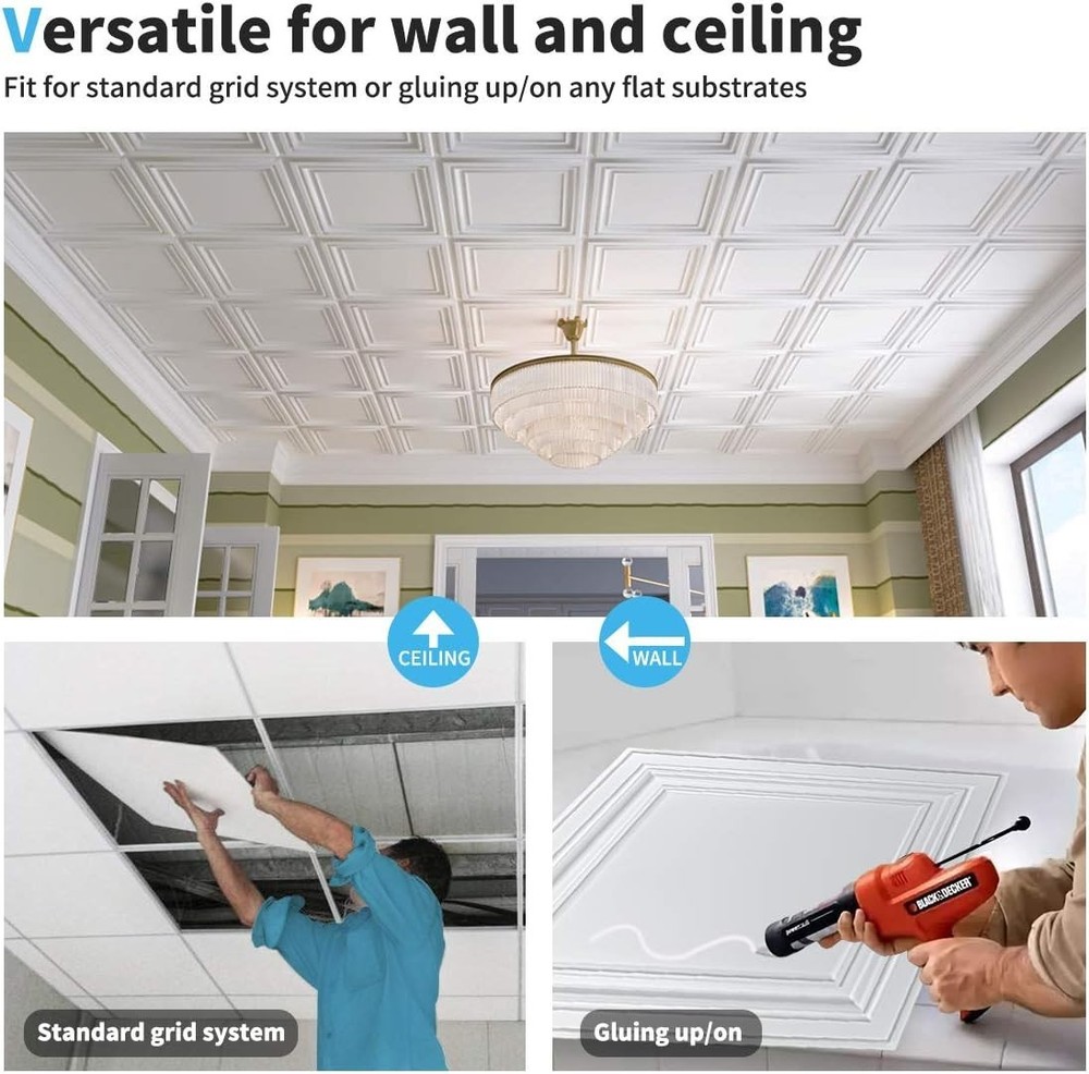 Eco-Friendly White PVC Ceiling Panels 12-Pack