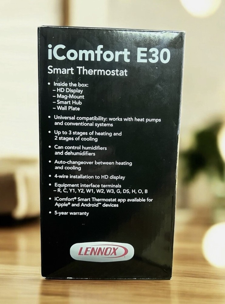 Lennox iComfort E30 Programable WiFi Touchscreen Smart Thermostat HD Display