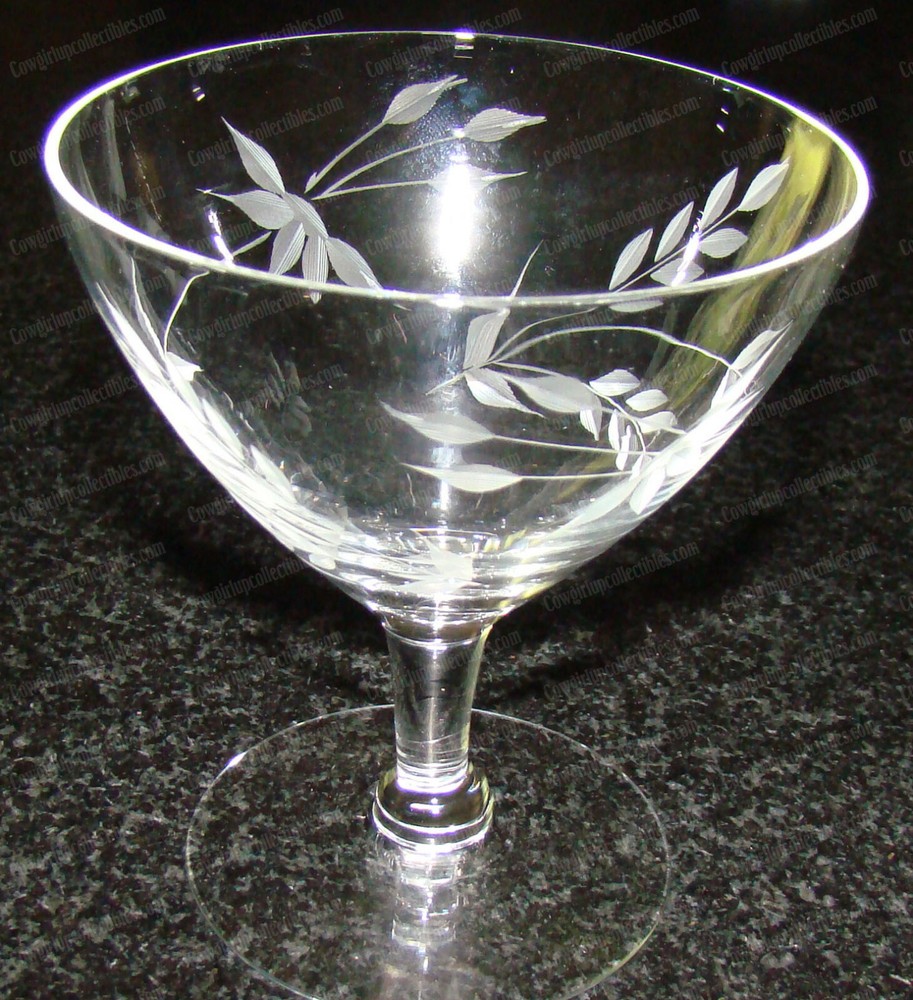 Miniature Etched Wheat CRYSTAL Stemware (2pcs) Cocktail, Wine...