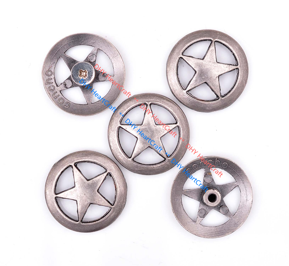 1" Nickle Western Texas Star Leathercraft Belt Stud Rivet Button SCREW BACK 10PC