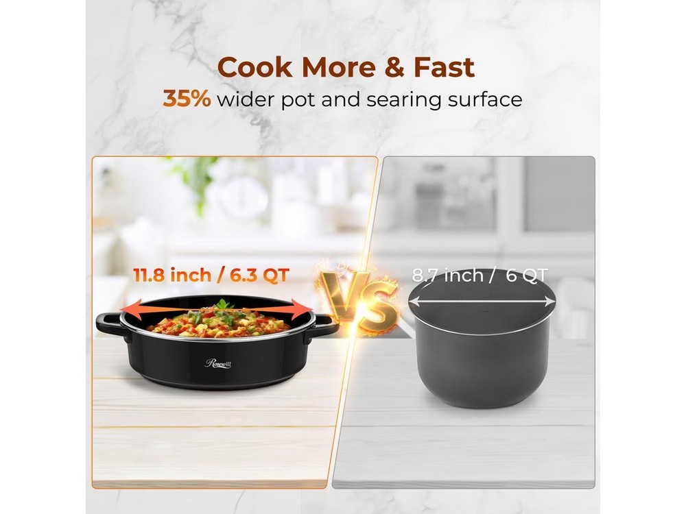 Rosewill 12.7 QT Electric Hot Pot with Multiple Functions, Split Design with 11.