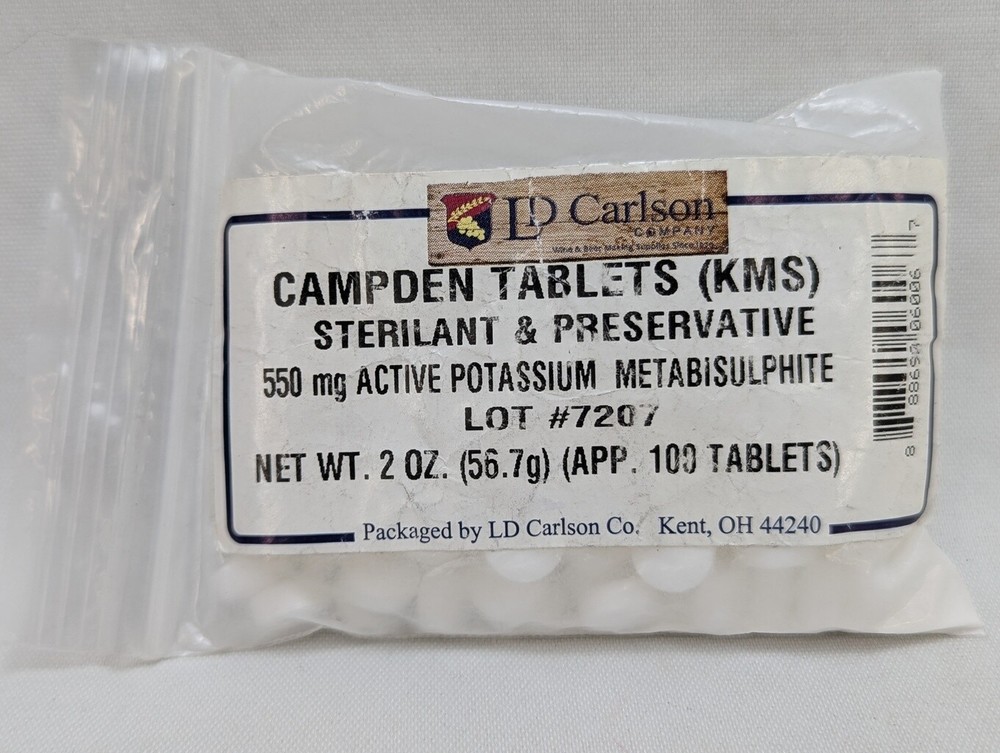 LD Carlson 6006 potassium Metabisulphite Campden 100 Tablets - 3 Pack