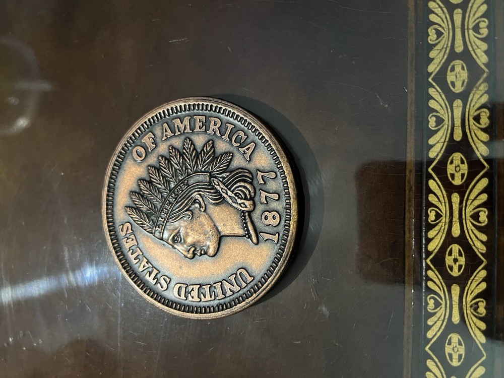 Large 1877 Indian Head One Cent Coin Bronze Tone (oversized)