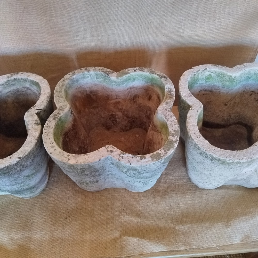 individual mid century cast stone planters