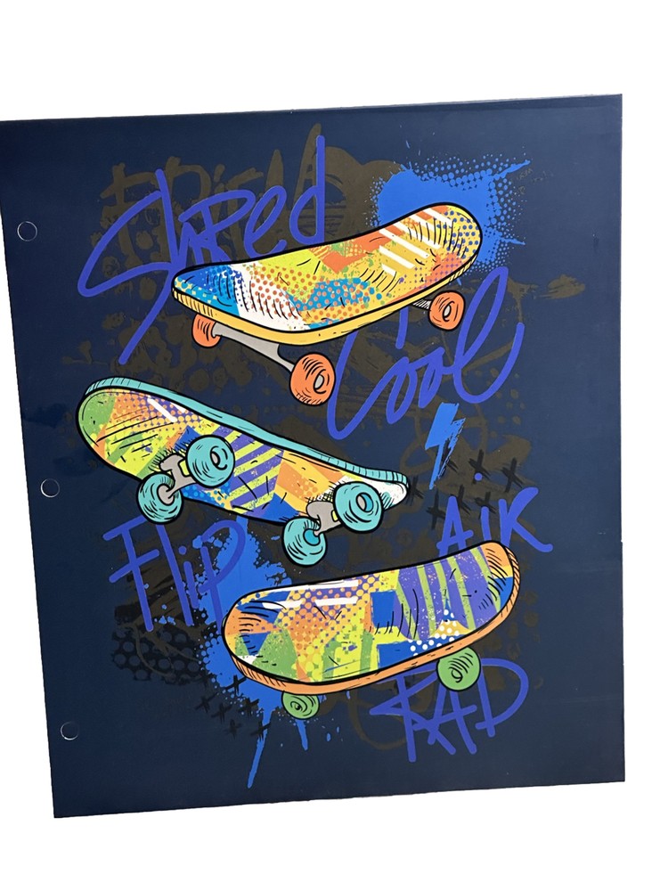Skates Pattern On Blue 2-Pocket Paper Folder 12x10” Top Flight
