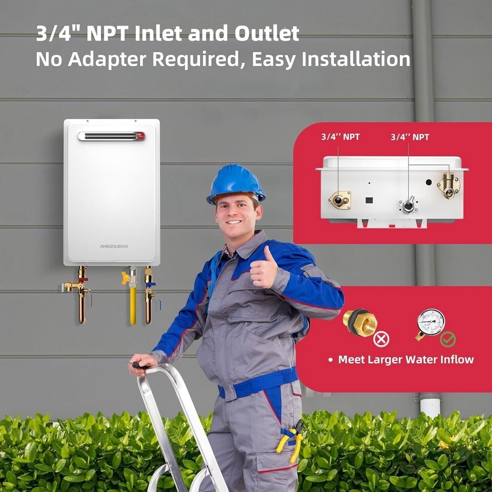 16L 5.1GPM 120000 BTU Natural Gas Tankless Water Heater Outdoor for Whole House