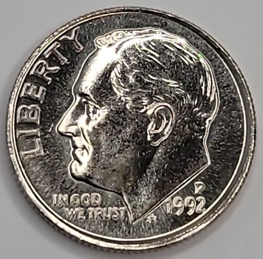 1992 P Uncirculated Roosevelt Dime - CN-Clad
