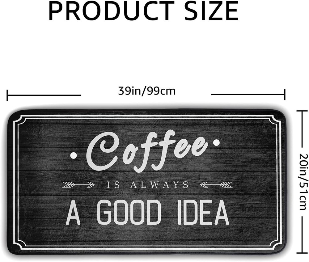 Kitchen Rug Black and White Coffee 1'8 x 3'3 (Rectangular),