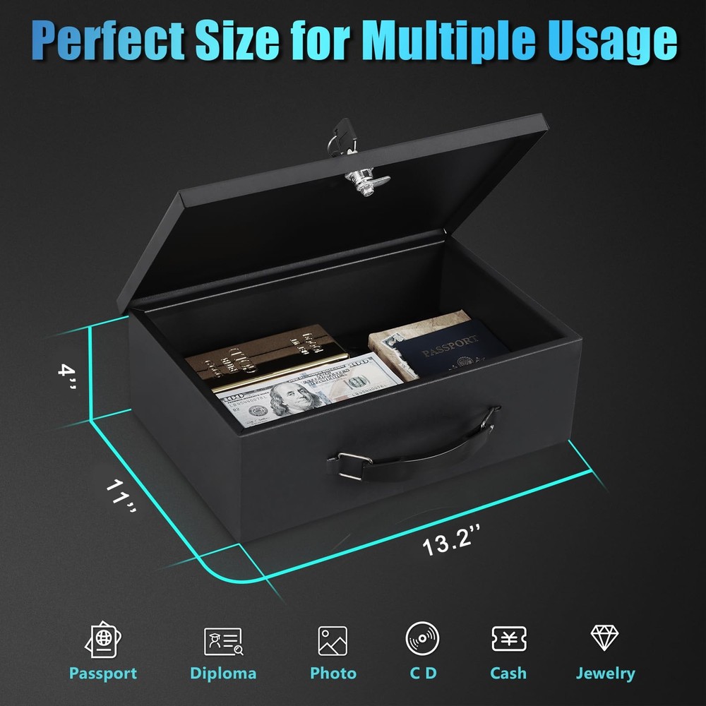 Fire Resistant Safe Fire Safe Box with Key Lock for Home Office Security Stor...