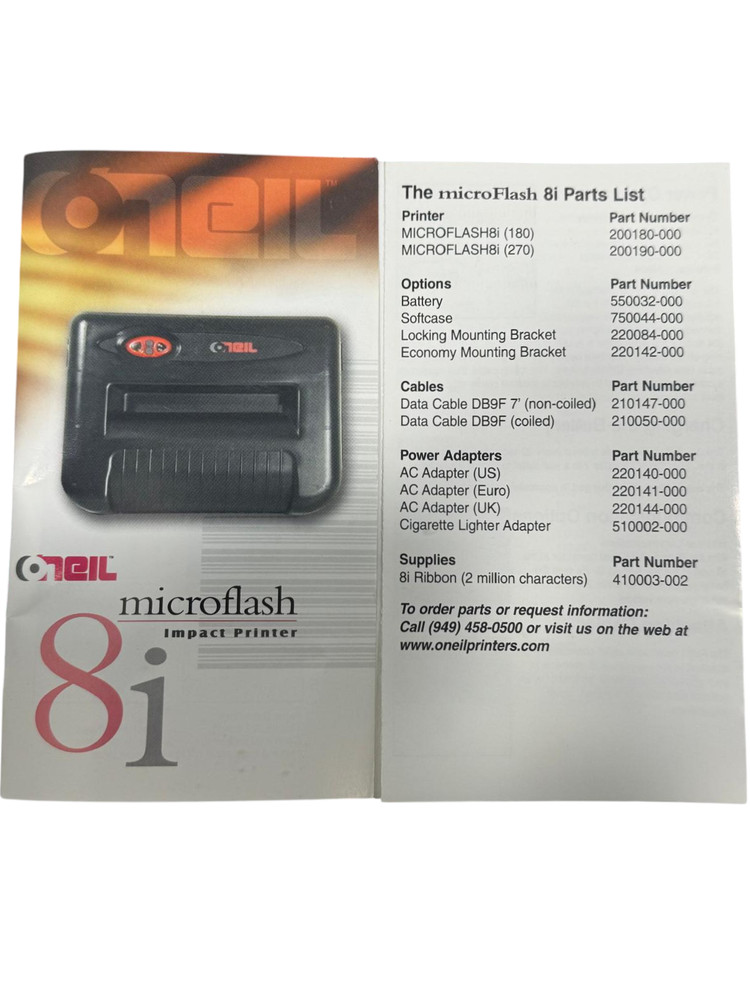 O'Neil MicroFlash MF8i Portable Printer MF8i-180