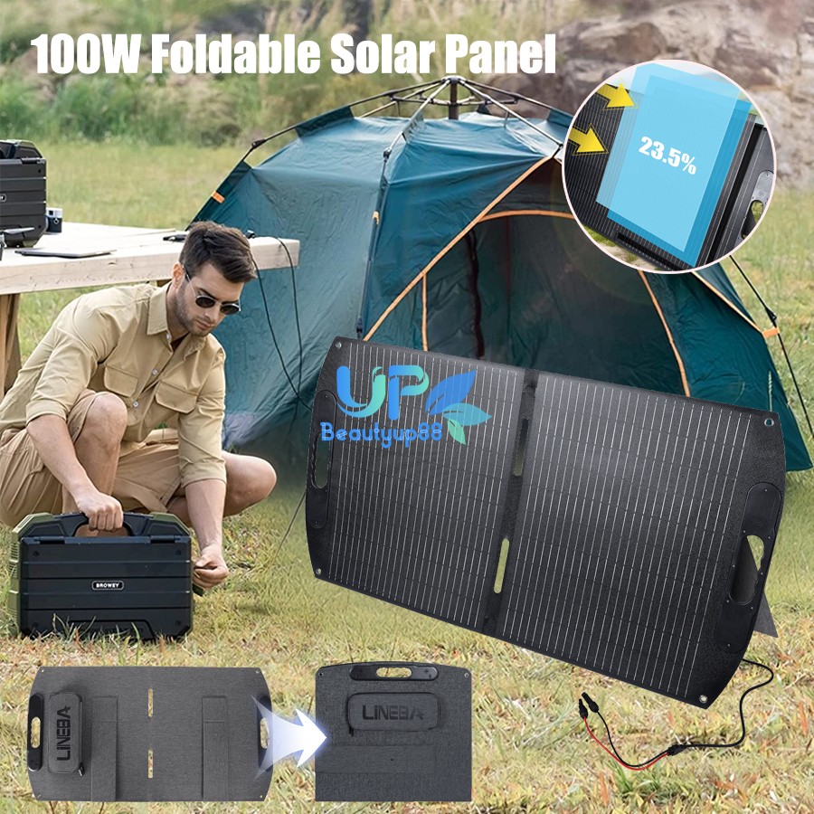 23.5% High Efficiency 100W Foldable Off Grid Solar Panel Kit For RV Camping Home