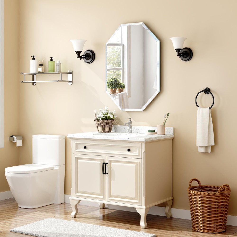 Frameless Mirror-20”X28” Rectangle Beveled Edge Silver Wall Mirror for Bathro...