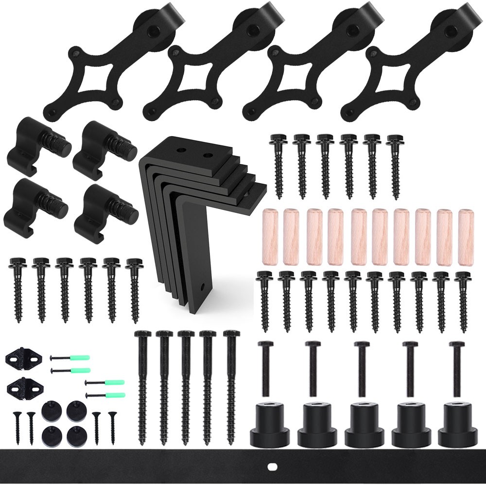 CCJH 4-15FT Ceiling Barn Door Hardware Kit Diamond-shaped Roller Double door
