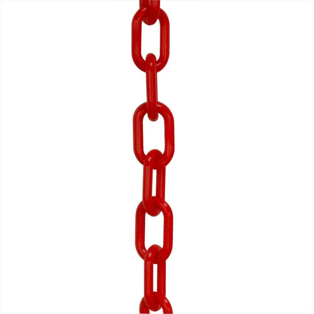 2" x 50' Heavy-Duty Red Plastic Chain - UV Protected, Floatable, Strong