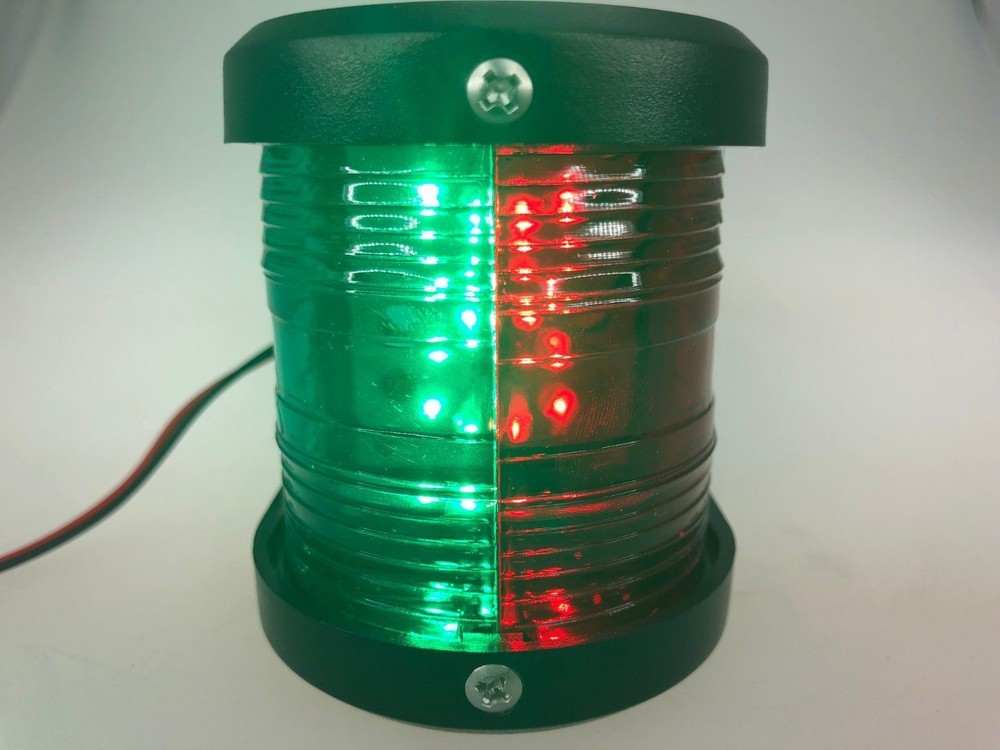 Marine Boat LED Green & Red Comb Bow Navigation Lt Surface Mount Black