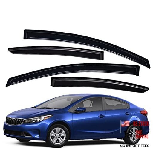 Extra Durable Outside-Mount Auto Vent Window Visor, Fits 2014-2018 Kia Forte