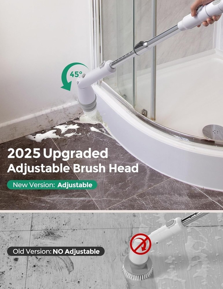 Electric Spin Scrubber Kh8, Upgrade Cordless Shower Scrubber 8 Replacement Head