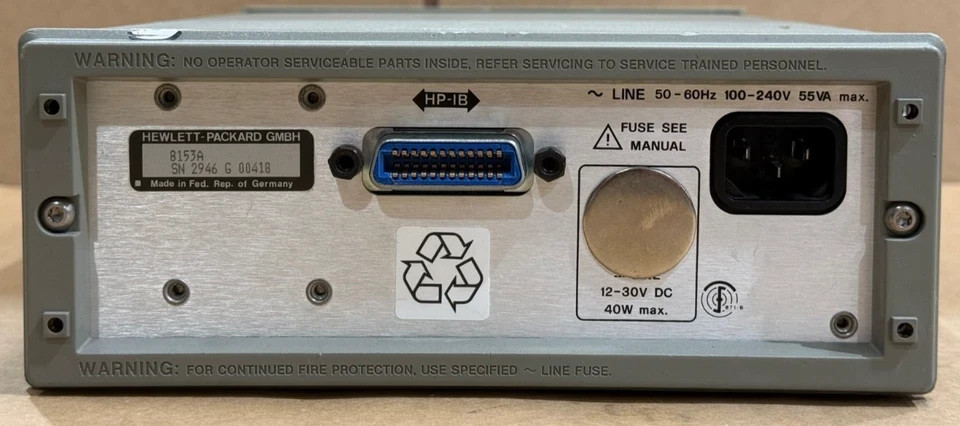 HP 8153A Lightwave Multimeter + 81536A Optical Power Sensor 800–1700 nm Module 3