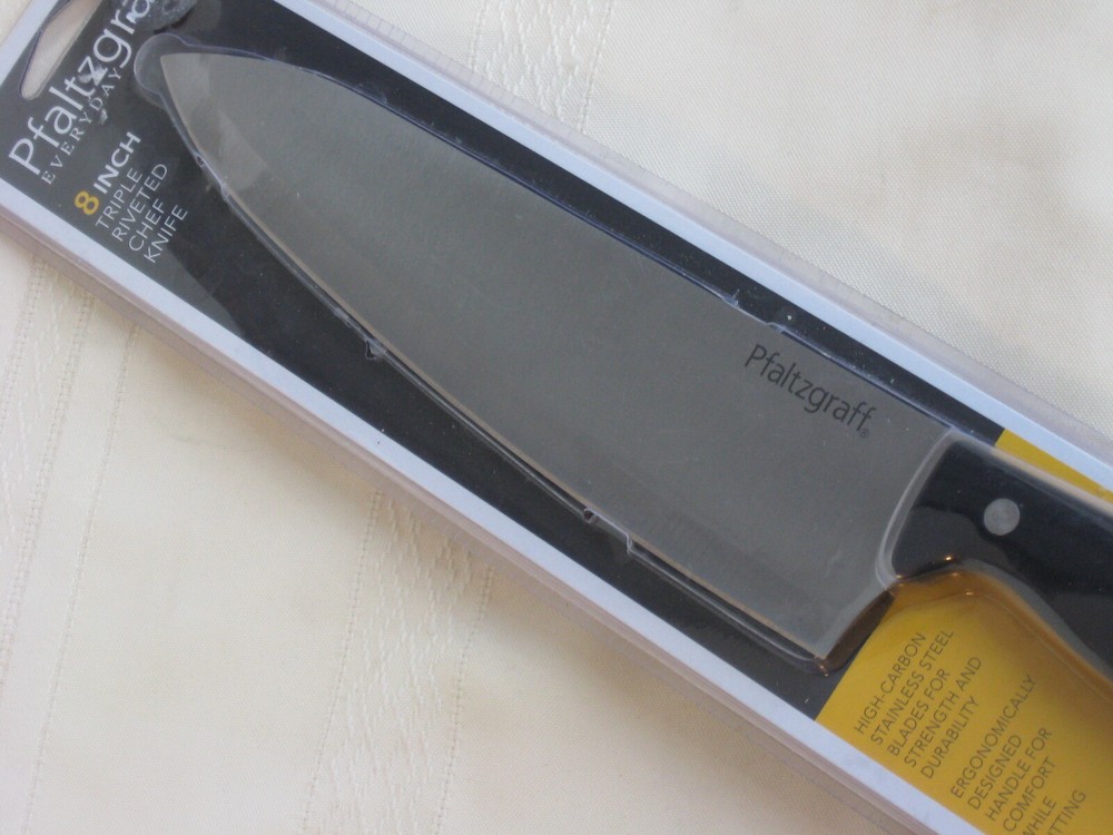 Pfaltzgraff 8" High Carbon Stainless Blade Triple Riveted Chef Knife in Package