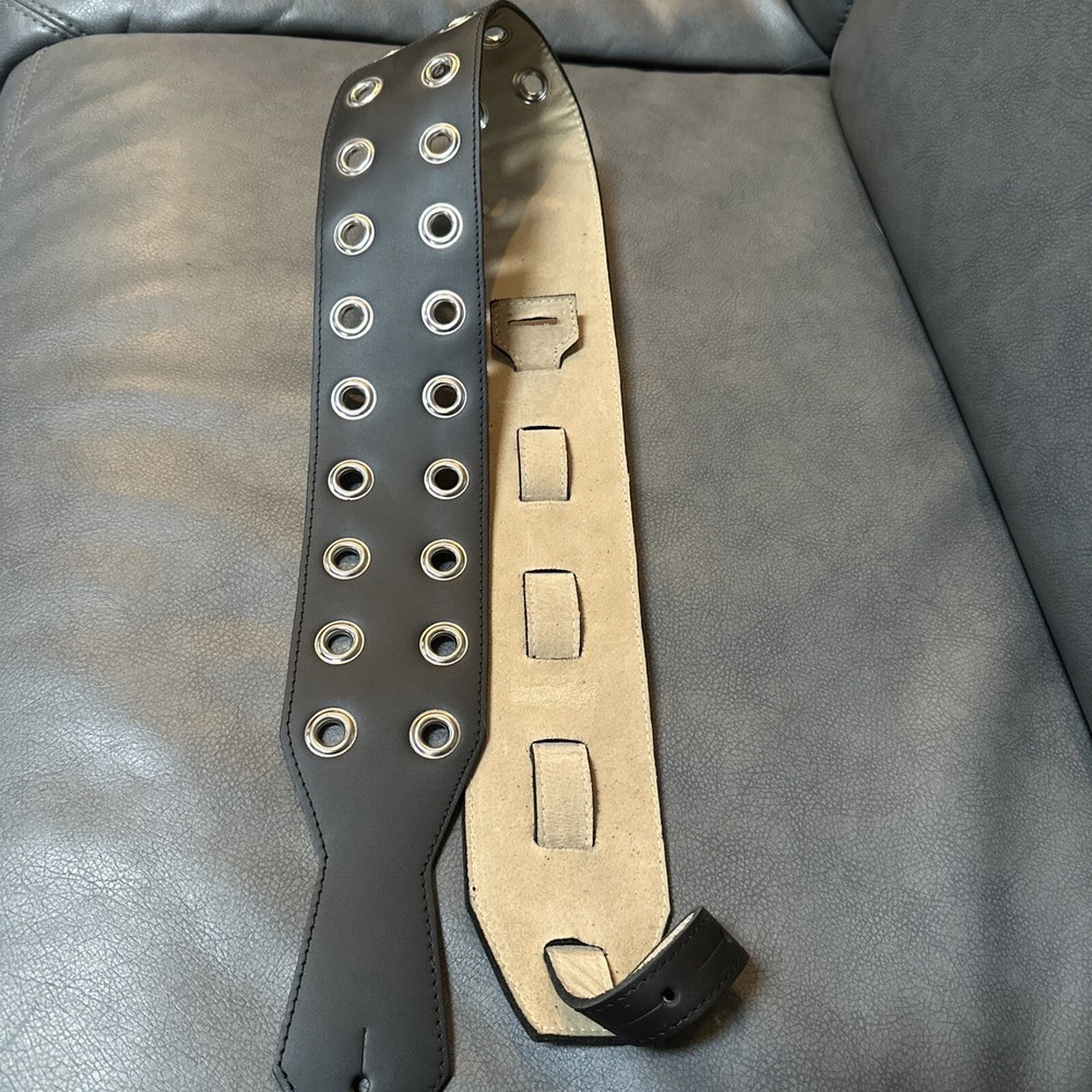 Leather Guitar Strap - Metal Rivets - 3.25’ Wide
