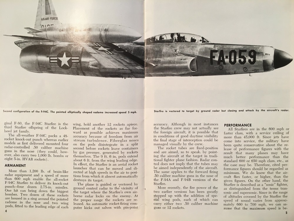 Lockheed F-94C Starfire Detailed Analysis Booklet from Air Age Technical Library