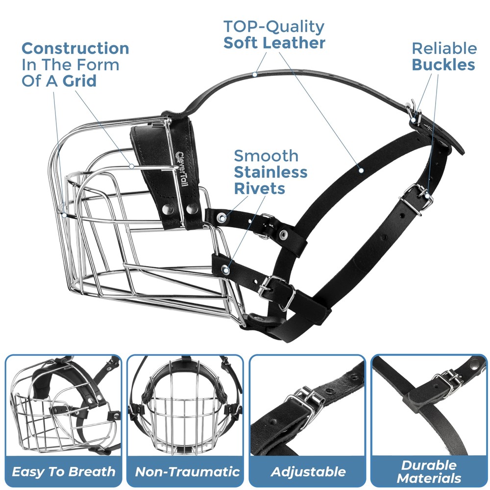 Extra Large Dog Muzzle for Rottweiler – XL Heavy Duty Rottweiler Muzzle – Met...