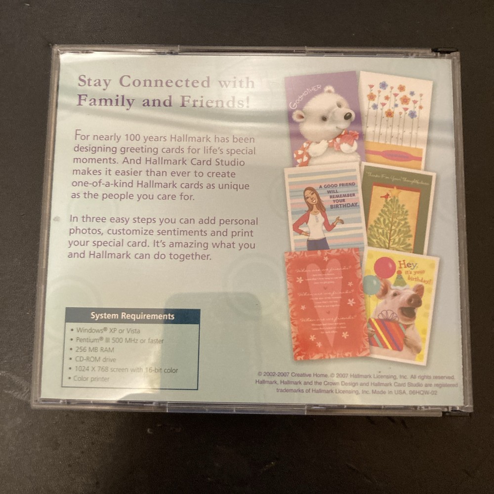 Hallmark Card Studio 2008 CD for PC Windows w Clipart & Projects-Used w Manual