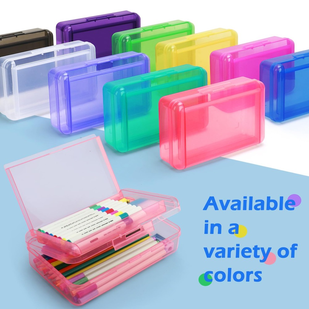YILANCOL 1 Pack Double Layer Hard Pencil Cases, Plastic Translucent Pencil Bo...