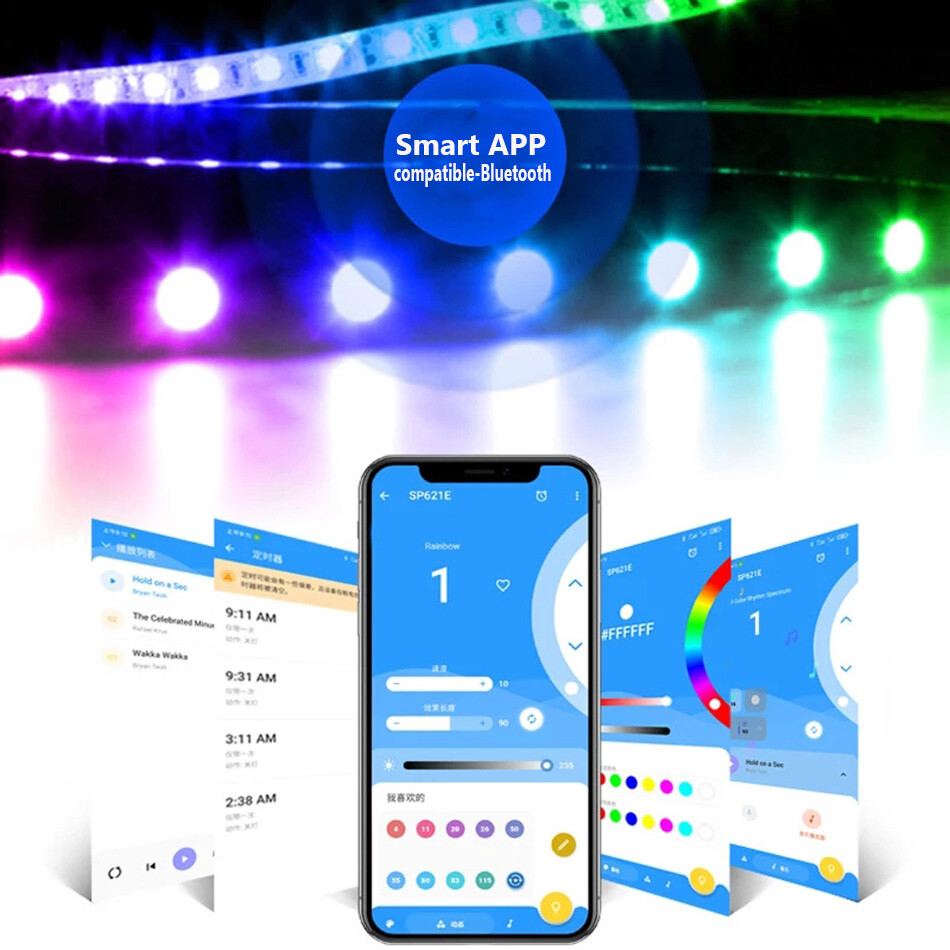 WS2812 RGB LED Strip Smart APP Controller SP623E SP621E Bluetooth-compatible